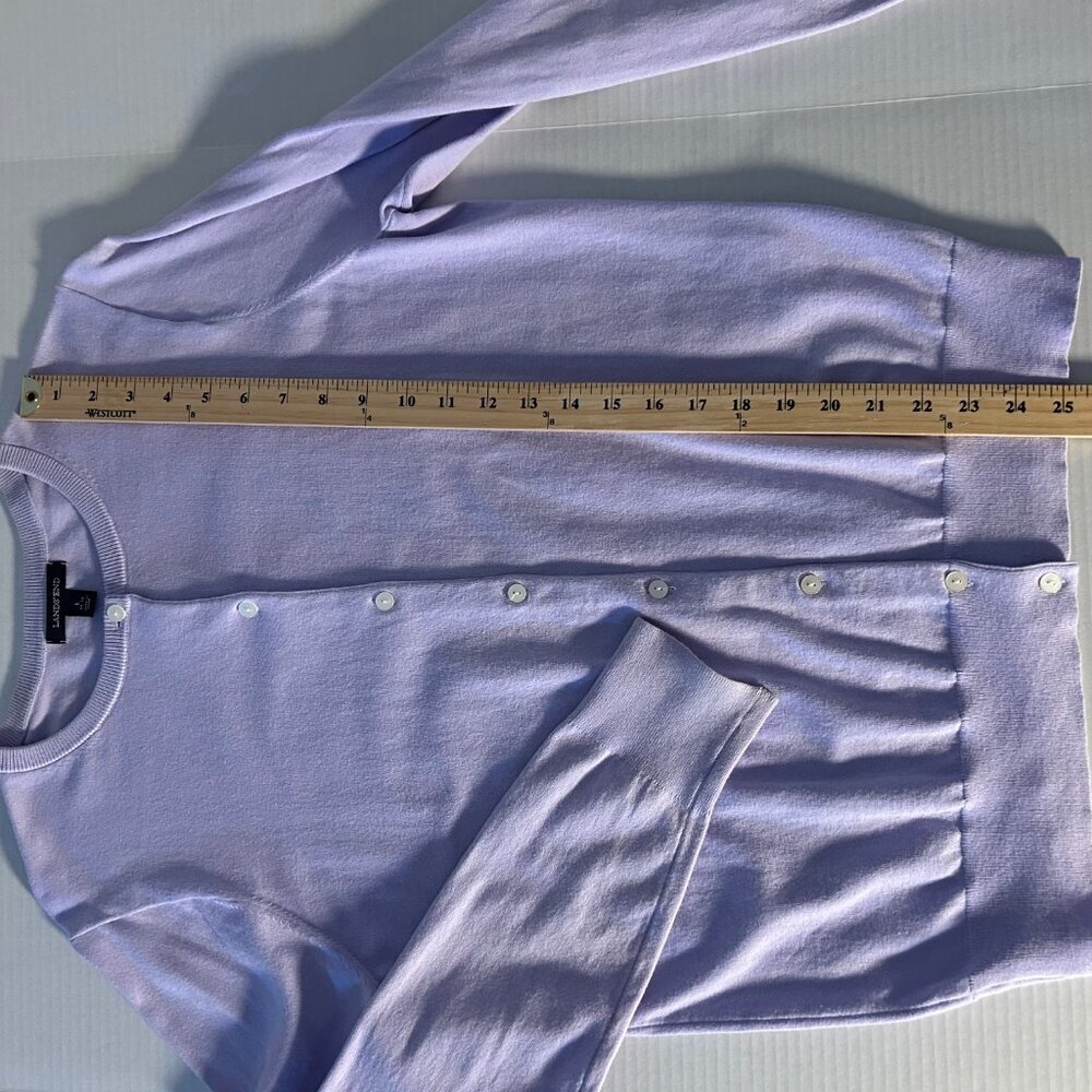 Lands‎ End Women's Fine Gauge Cotton Cardigan Size Large Lilac Purple - Picture 4 of 6